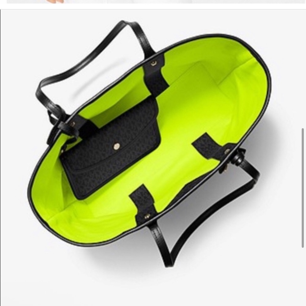 Michael Kors Black and Neon Yellow Tote with Pouch FLASH SALE! - Picture 3 of 3